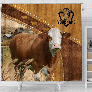 Uni Custom Name Simmental Pattern Shower Curtain