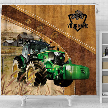 Uni Custom Name Tractor Pattern Shower Curtain