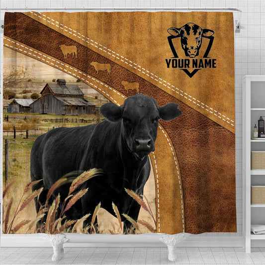 Uni Custom Name Black Angus Pattern Shower Curtain