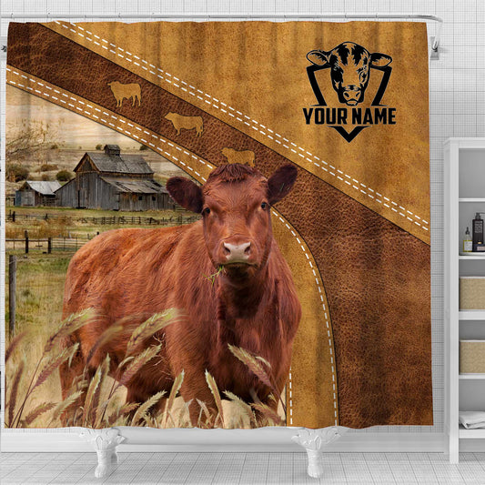 Uni Custom Name Red Angus Pattern Shower Curtain
