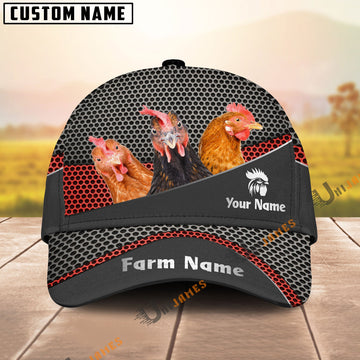 Uni Chicken Black Metal Customized Name And Farm Name Cap