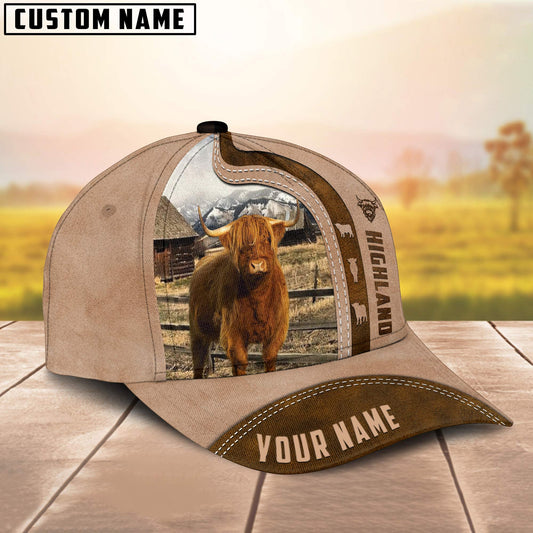 Uni Highland Cattle Custom Name Light Brown Cap