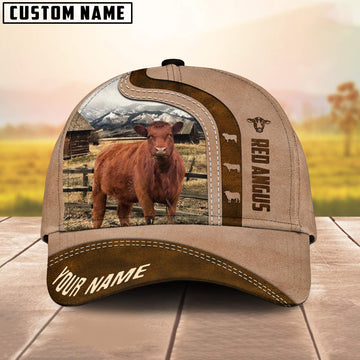 Uni Red Angus Custom Name Light Brown Cap