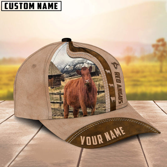 Uni Red Angus Custom Name Light Brown Cap