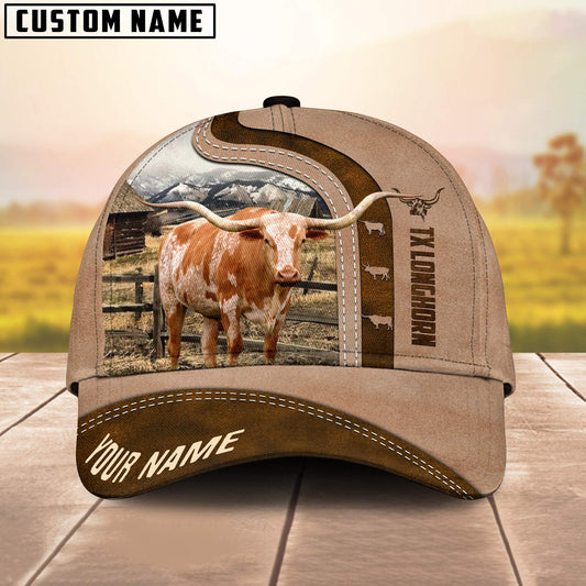 Uni Texas Longhorn Custom Name Light Brown Cap