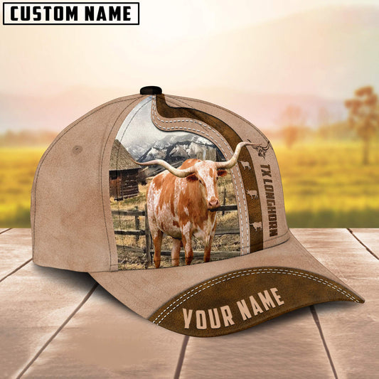 Uni Texas Longhorn Custom Name Light Brown Cap