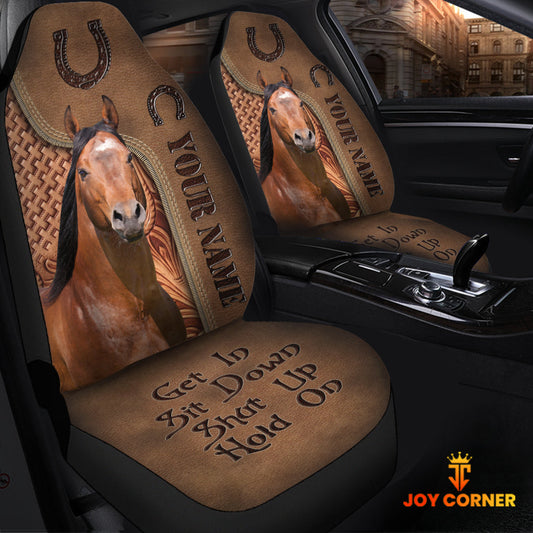 Uni Horse Leather Carving Customized Name Car Seat Cover Set