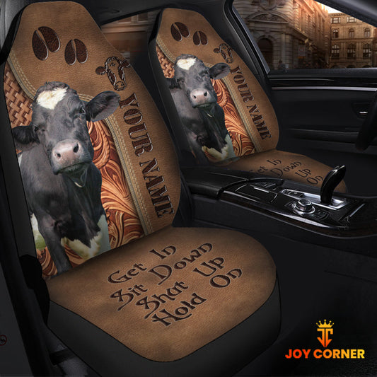 Uni Holstein Leather Carving Customized Name Car Seat Cover Set