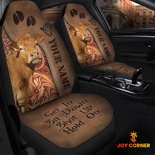 Uni Limousin Leather Carving Customized Name Car Seat Cover Set