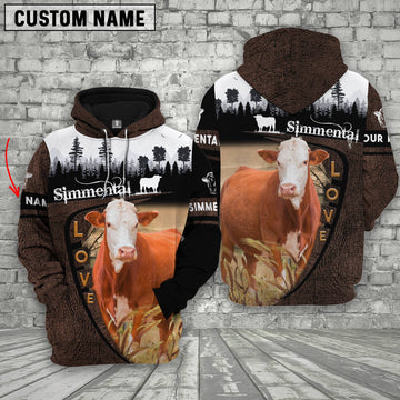 Uni Simmental On Farms Custom Name Printed 3D Wooden Forest Hoodie