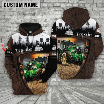 Uni Tractor On Farms Custom Name Printed 3D Wooden Forest Hoodie