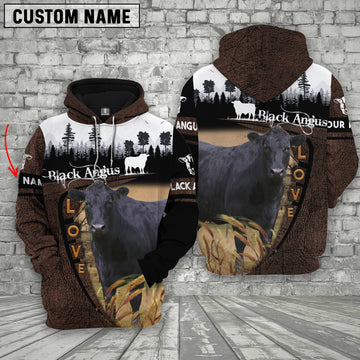 Uni Black Angus On Farms Custom Name Printed 3D Wooden Forest Hoodie