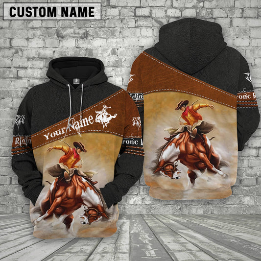 Uni Bronc Riding Custom Name Printed 3D Black Hoodie