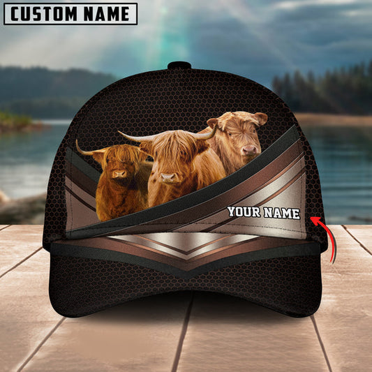 Uni Happiness Highland Customized Name Brown 3D Classic Cap