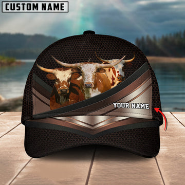 Uni Happiness Texas Longhorn Customized Name Brown 3D Classic Cap