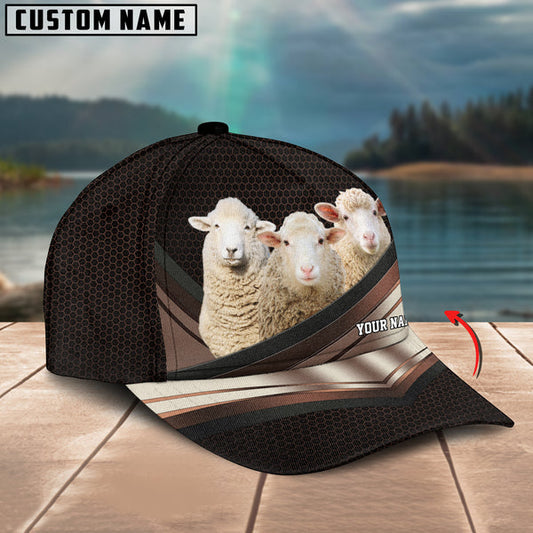 Uni Happiness Sheep Customized Name Brown 3D Classic Cap