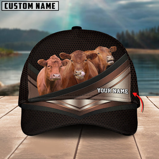 Uni Happiness Red Angus Customized Name Brown 3D Classic Cap