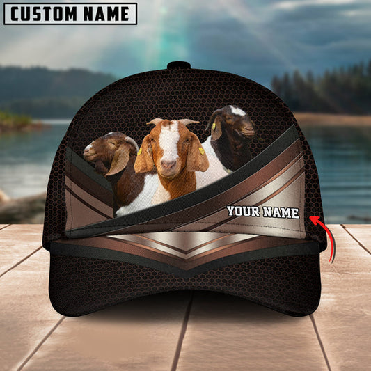 Uni Happiness Boer Goat Customized Name Brown 3D Classic Cap
