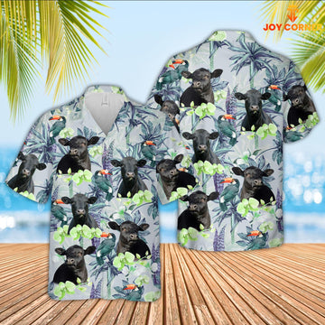 Uni Black Angus Flower Pattern 3D Hawaiian Shirt