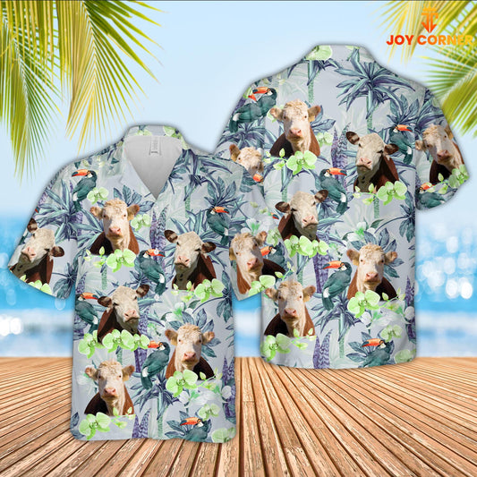 Uni Hereford Flower Pattern 3D Hawaiian Shirt