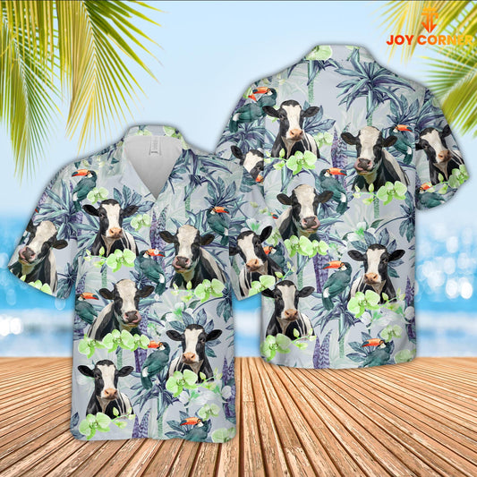 Uni Holstein Flower Pattern 3D Hawaiian Shirt