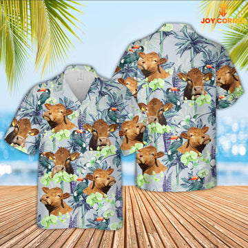 Uni Limousin Flower Pattern 3D Hawaiian Shirt