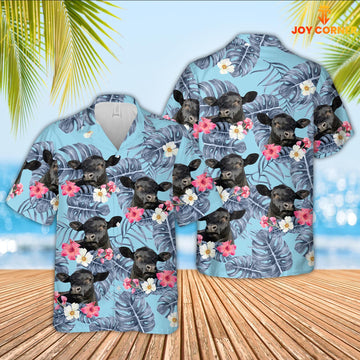 Uni Black Angus Sierra Blue Pattern 3D Hawaiian Shirt