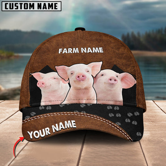 Uni Happy Pig Customized Name And Farm Name 3D Classic Cap