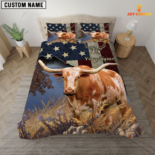 Uni Texas Longhorn America Customized Name 3D Bedding Set