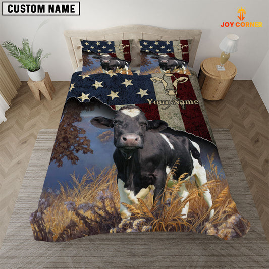 Uni Holstein America Customized Name 3D Bedding Set