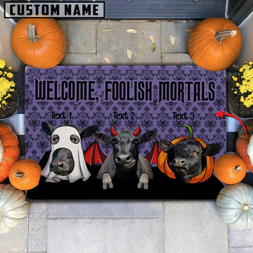 Uni Custom Name Black Angus Welcome Foolish Mortals Doormat