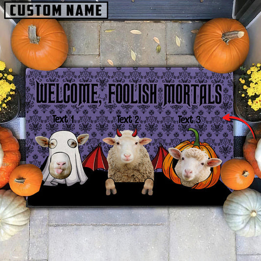 Uni Custom Name Sheep Welcome Foolish Mortals Doormat