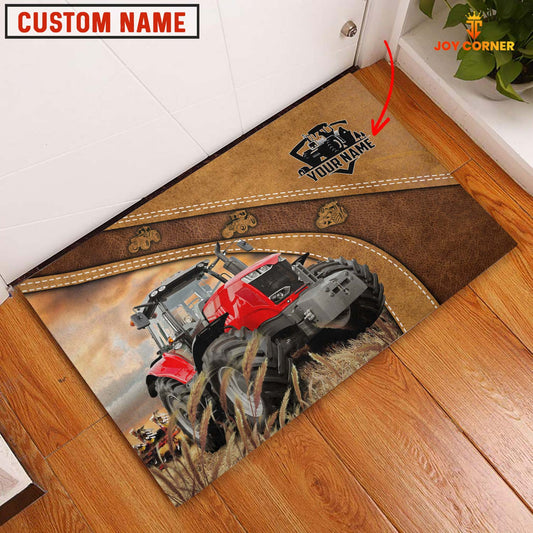 Uni Farm Personalized Name Red Tractor Doormat