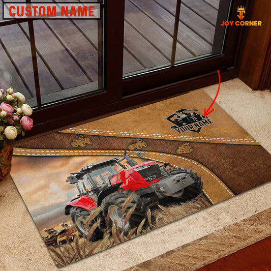 Uni Farm Personalized Name Red Tractor Doormat