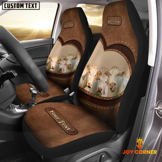 Uni Charolais Pattern Customized Name Heart Car Seat Cover Set