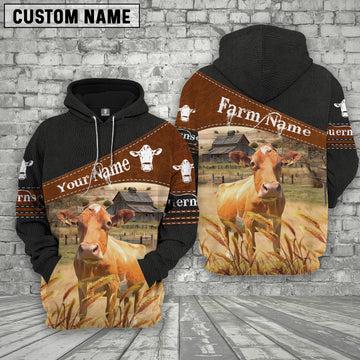 Uni Guernsey On Farm Custom Name Printed 3D Black Hoodie