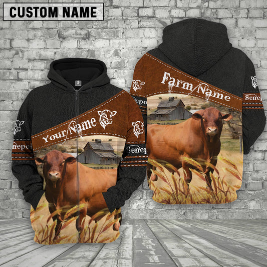 Uni Senepol On Farm Custom Name Printed 3D Black Hoodie