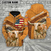 Uni Personalized Name 3D Texas Longhorn Flag Hoodie