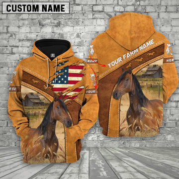 Uni Personalized Name 3D Horse Flag Hoodie