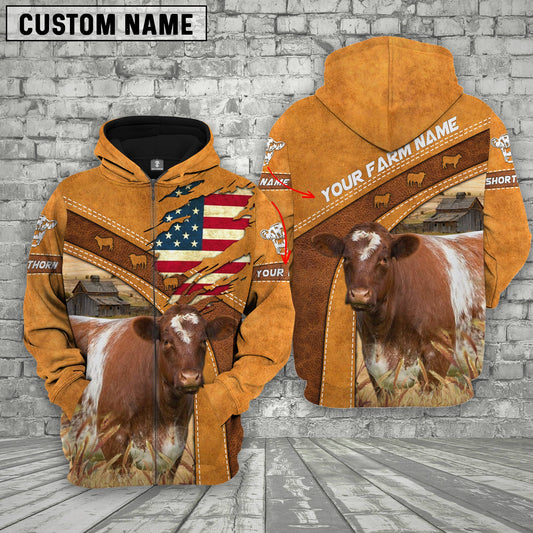 Uni Personalized Name 3D Shorthorn Flag Hoodie