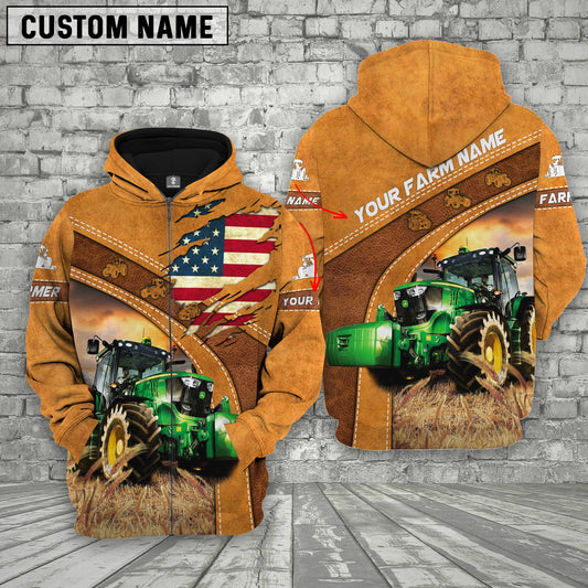 Uni Personalized Name 3D Tractor Flag Hoodie