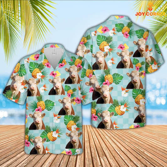 Uni Hereford Flower Pattern 3D Hawaiian Shirt