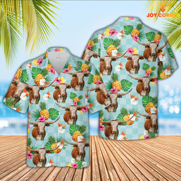 Uni Texas Longhorn Flower Pattern 3D Hawaiian Shirt