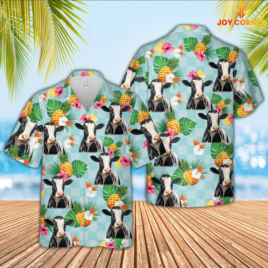 Uni Holstein Flower Pattern 3D Hawaiian Shirt