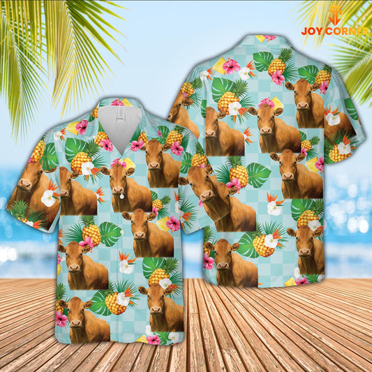 Uni Limousin Flower Pattern 3D Hawaiian Shirt
