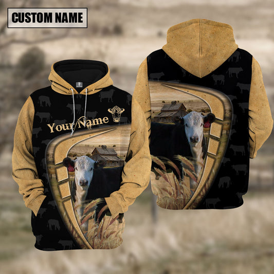 Uni Personalized Name Farm Black Hereford Black Yellow Hoodie