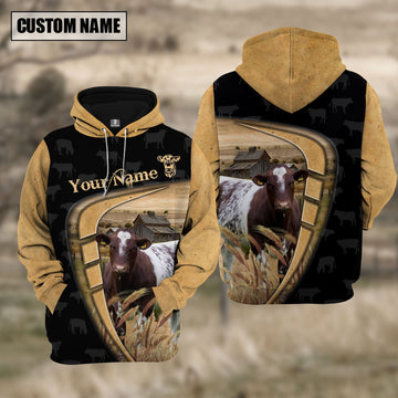 Uni Personalized Name Farm Shorthorn Black Yellow Hoodie