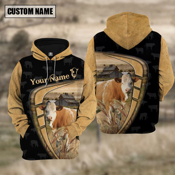 Uni Personalized Name Farm Simmental Black Yellow Hoodie