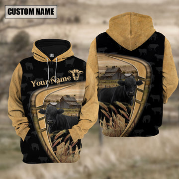 Uni Personalized Name Farm Black Angus Black Yellow Hoodie