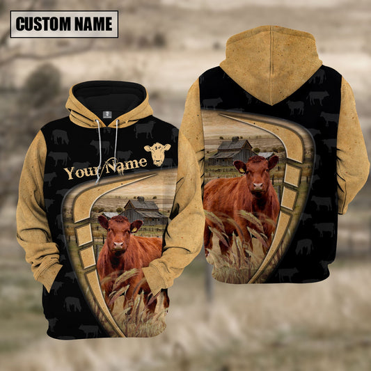 Uni Personalized Name Farm Red Angus Black Yellow Hoodie